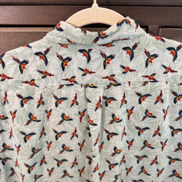 J.Crew 100% Linen Parrot Print Short Sleeve Button Down Shirt Men’s M Tropical - Picture 9 of 9